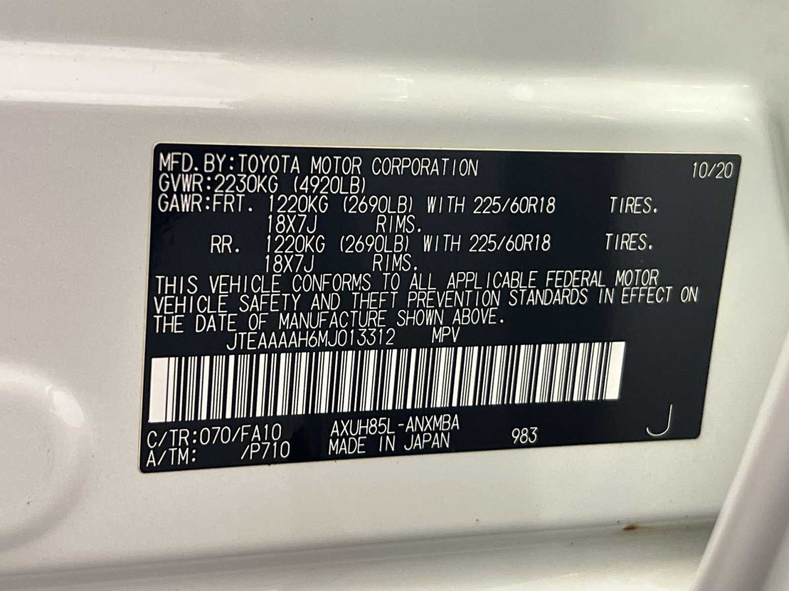 Used 2021 Toyota Venza LE w/ Carpet Mat Package (TMS) AWD/4WD image 30