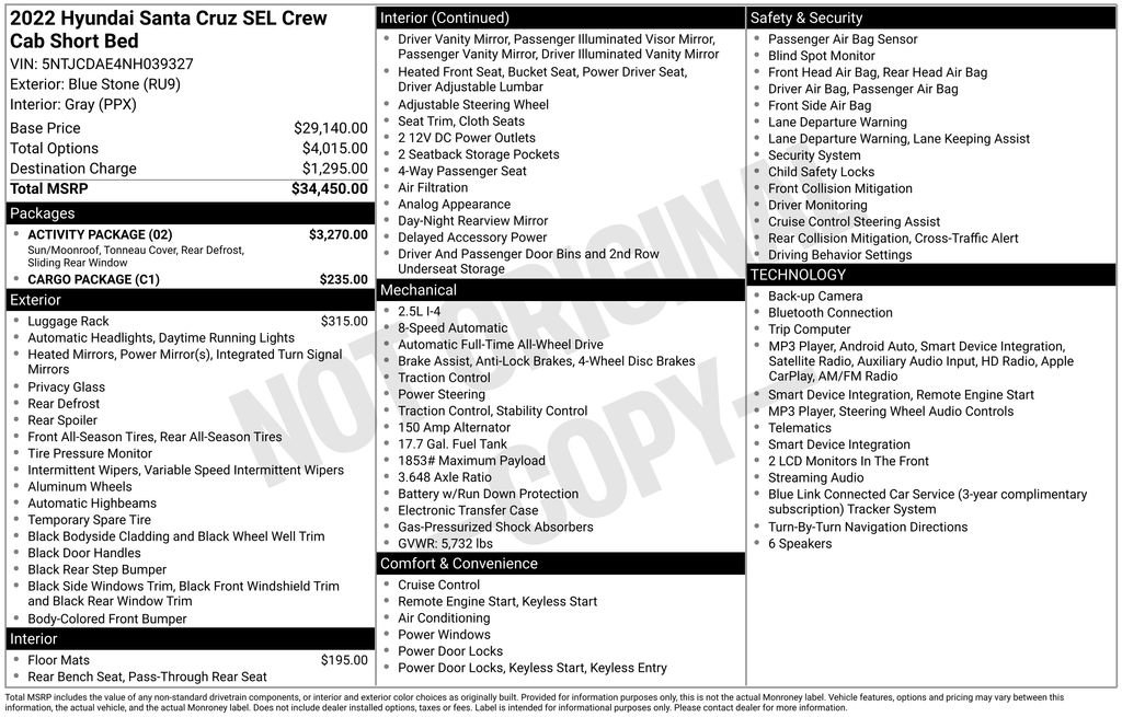 Used 2022 Hyundai Santa Cruz SEL w/ Activity Package AWD/4WD image 15