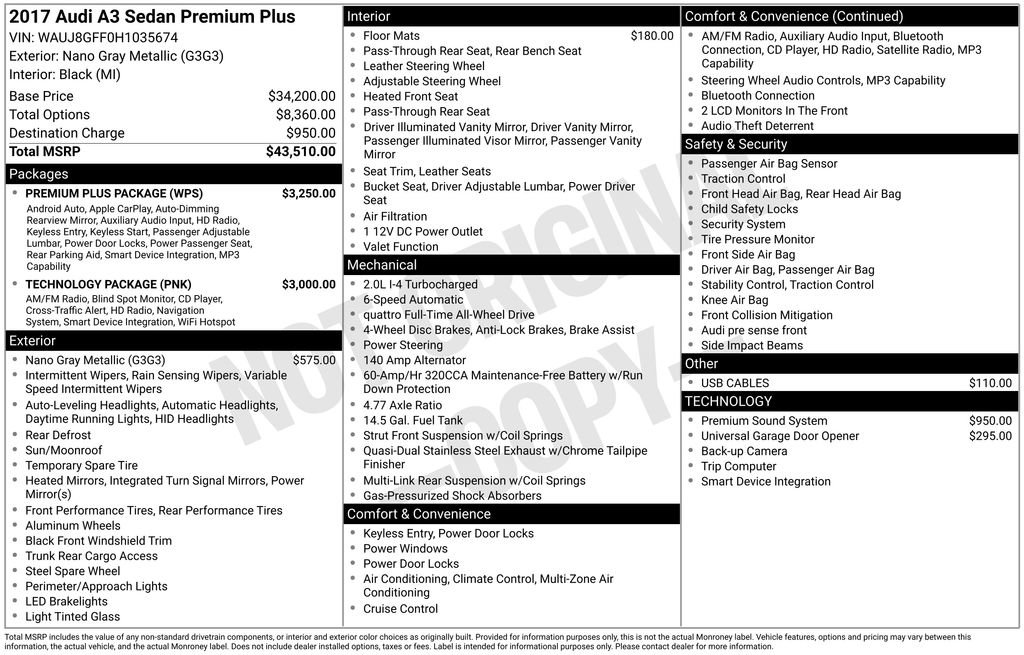 Used 2017 Audi A3 2.0T Premium Plus w/ Premium Plus Package image 32