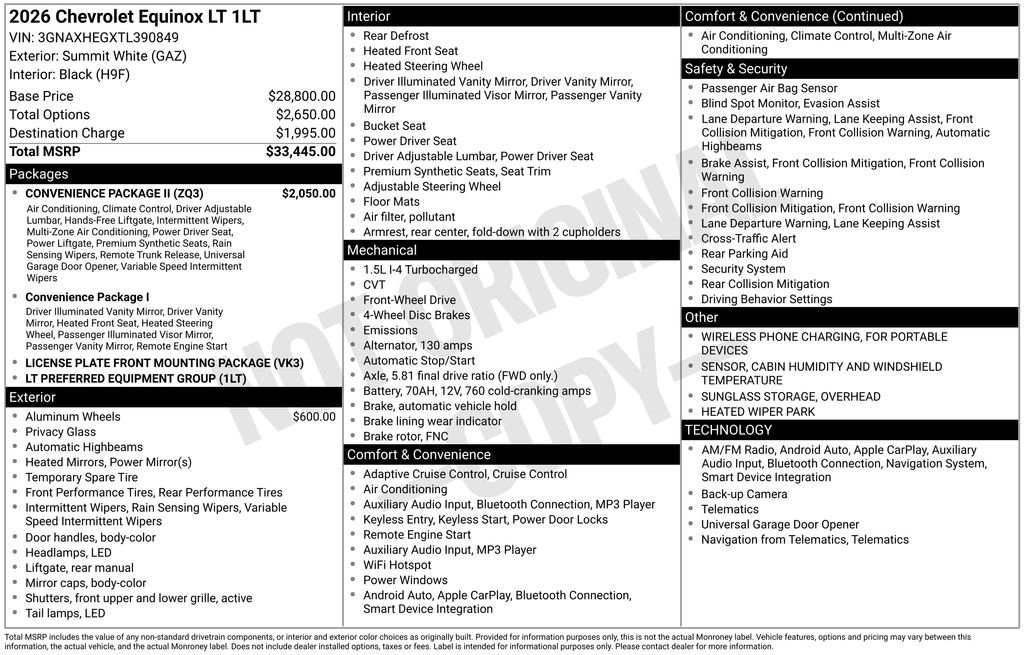 New 2026 Chevrolet Equinox LT w/ Convenience Package II FWD image 26