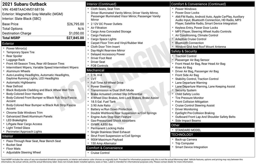 Used 2021 Subaru Outback 2.5i image 52