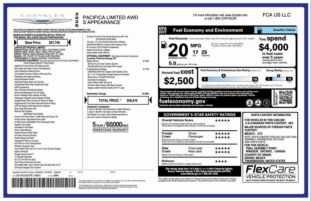 New 2026 Chrysler Pacifica Limited w/ S Appearance Package image 2