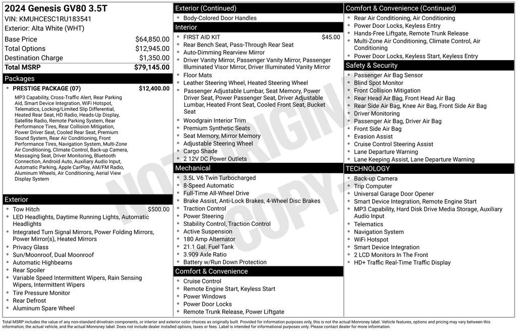 Used 2024 Genesis GV80 3.5T image 2