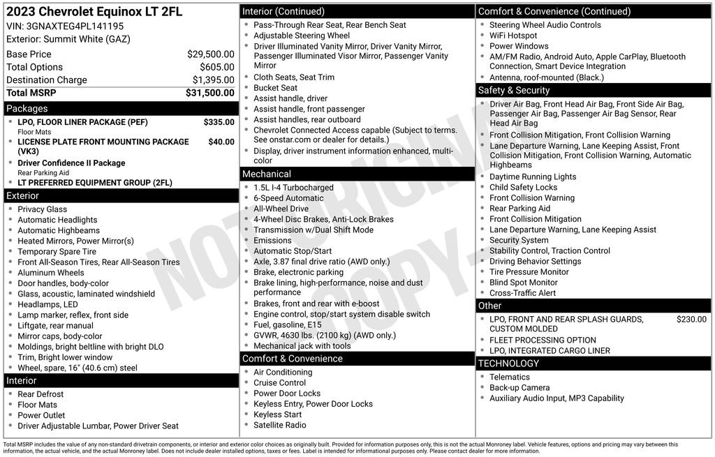 Used 2023 Chevrolet Equinox LT w/ LPO, Floor Liner Package AWD/4WD image 21