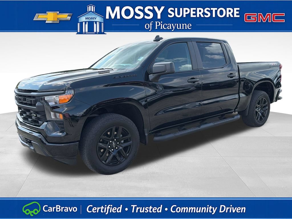Certified 2025 Chevrolet Silverado 1500 Custom w/ Turbomax Blackout Package AWD/4WD 360° Tour