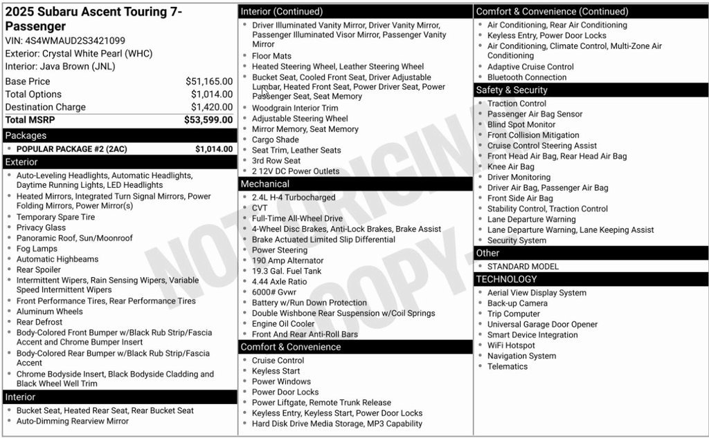 Certified 2025 Subaru Ascent Touring w/ Popular Package #2 image 6