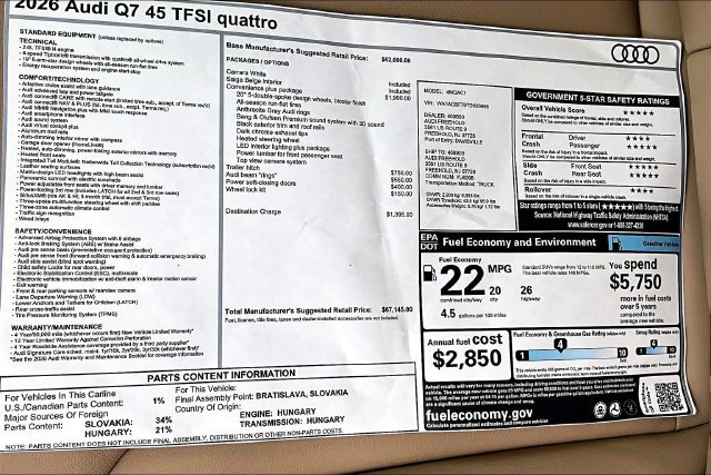 New 2026 Audi Q7 2.0T Premium AWD/4WD image 14