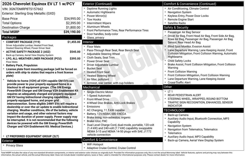 New 2026 Chevrolet Equinox EV LT w/ Comfort Package FWD image 4