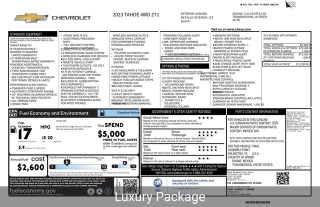 Certified 2023 Chevrolet Tahoe Z71 w/ Z71 Off-Road Package AWD/4WD image 5