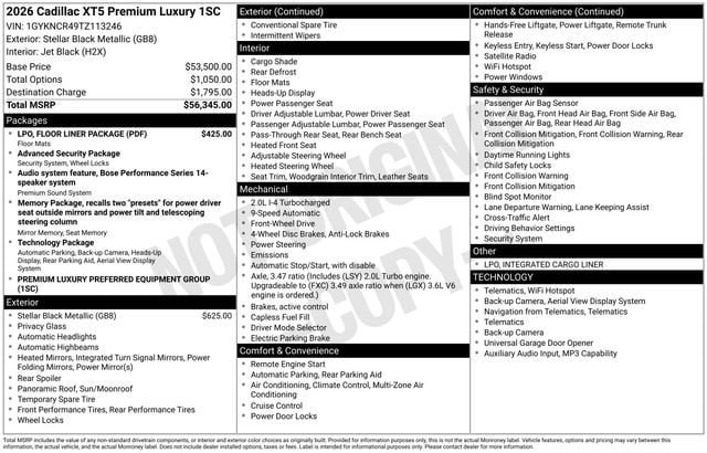 New 2026 Cadillac XT5 Premium Luxury w/ LPO, Floor Liner Package FWD image 30