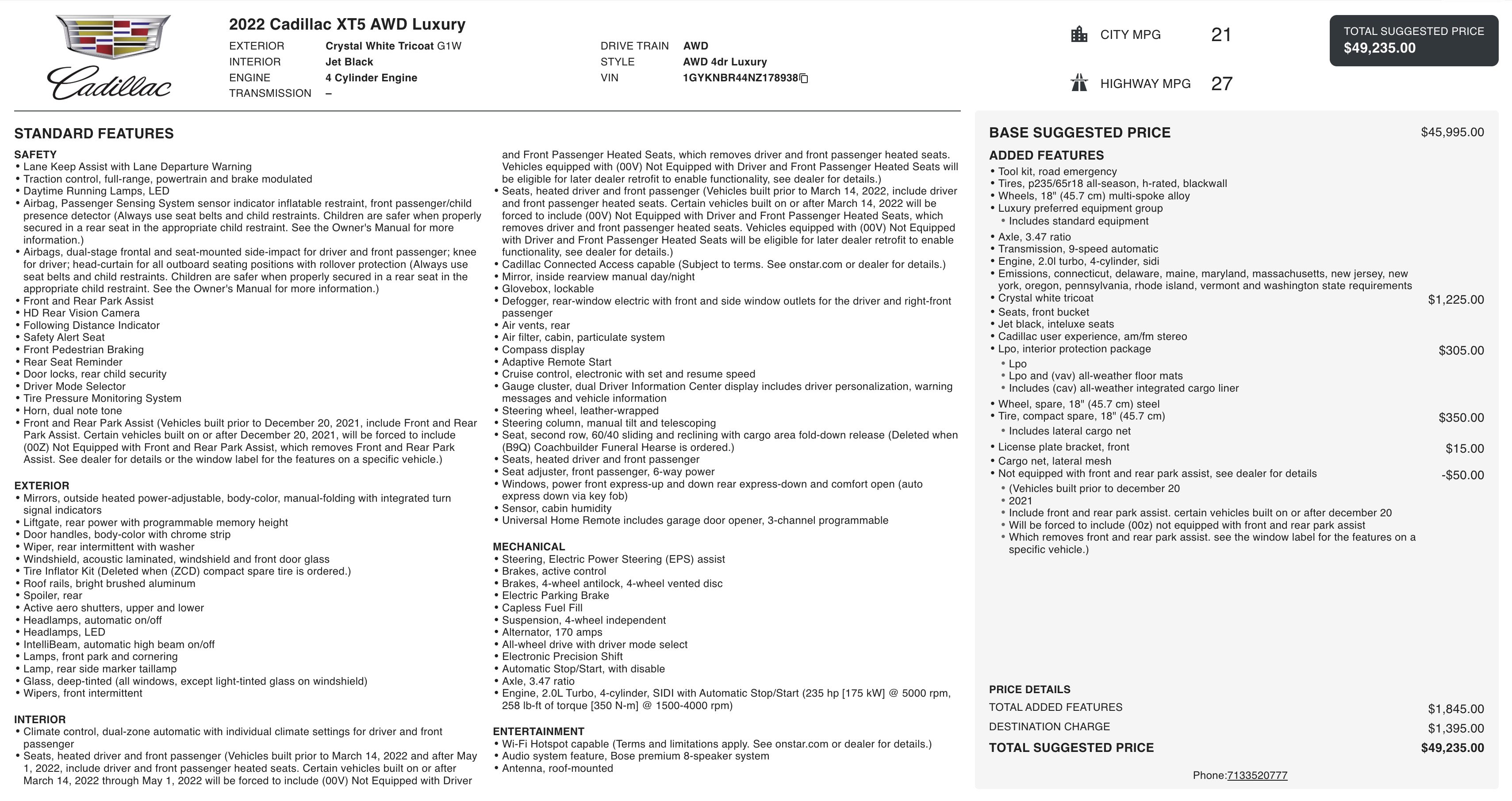 Used 2022 Cadillac XT5 Luxury image 2