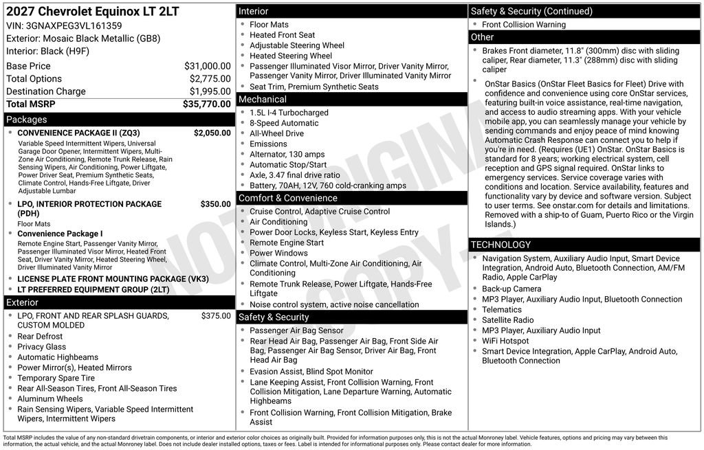 New 2027 Chevrolet Equinox LT w/ Convenience Package II AWD/4WD image 6