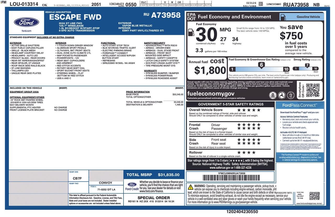 Used 2024 Ford Escape ST-Line FWD image 35