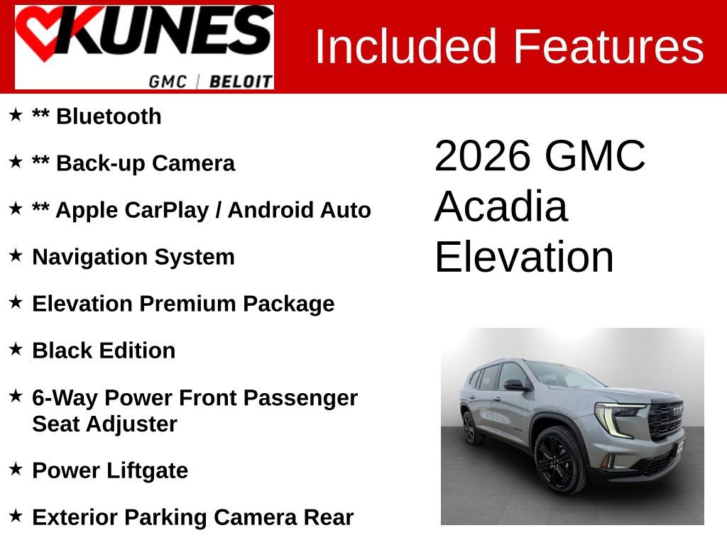 New 2026 GMC Acadia Elevation w/ Black Edition image 2