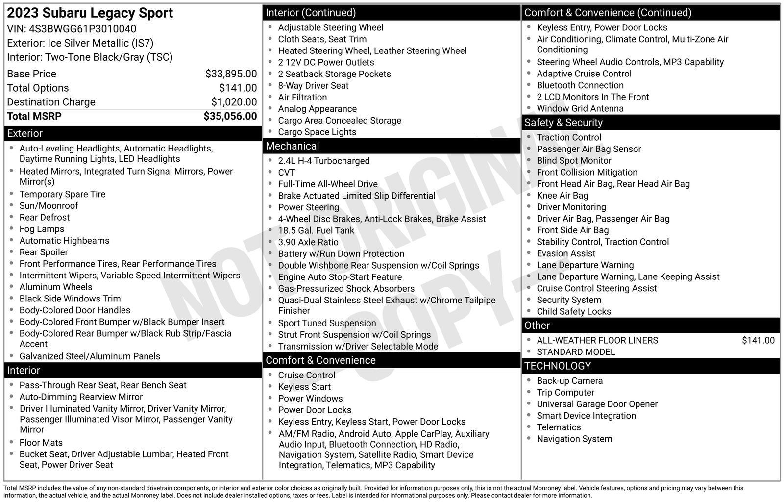 Used 2023 Subaru Legacy Sport image 6