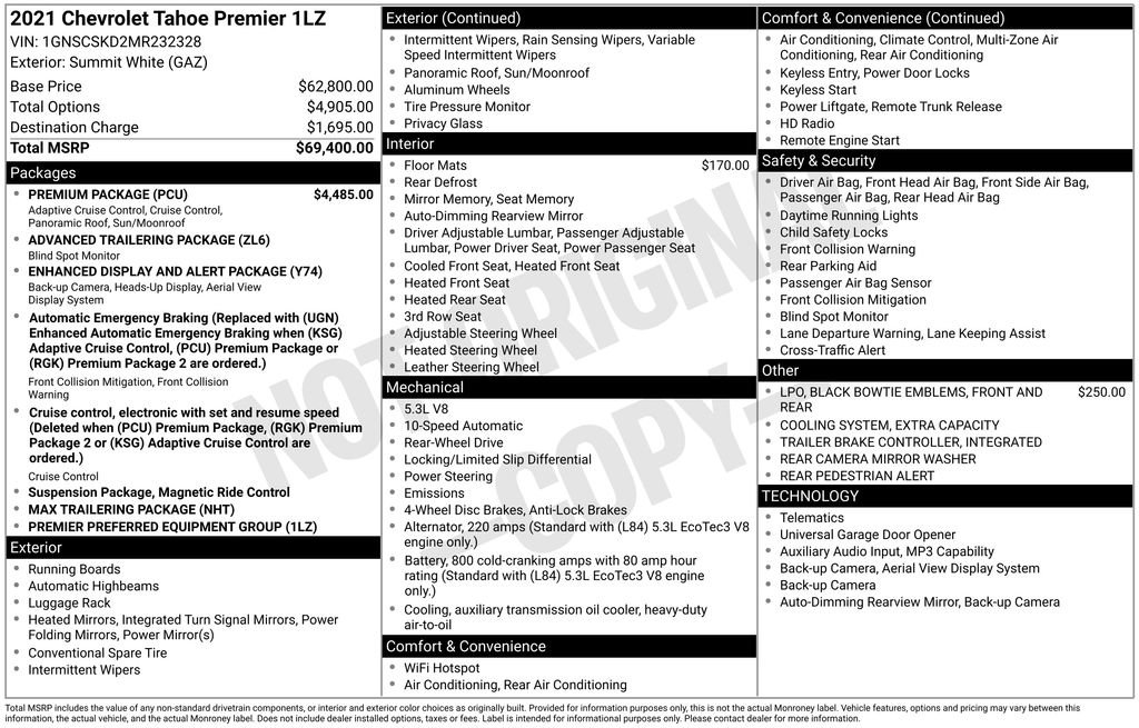 Used 2021 Chevrolet Tahoe Premier w/ Premium Package RWD image 3