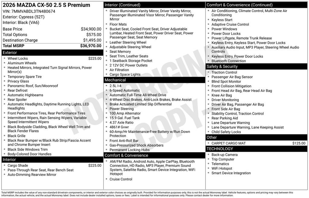 New 2026 MAZDA CX-50 AWD 2.5 S w/ Premium Package image 3