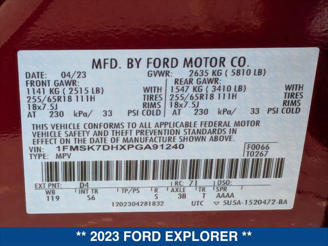 Certified 2023 Ford Explorer XLT w/ Equipment Group 202A image 24
