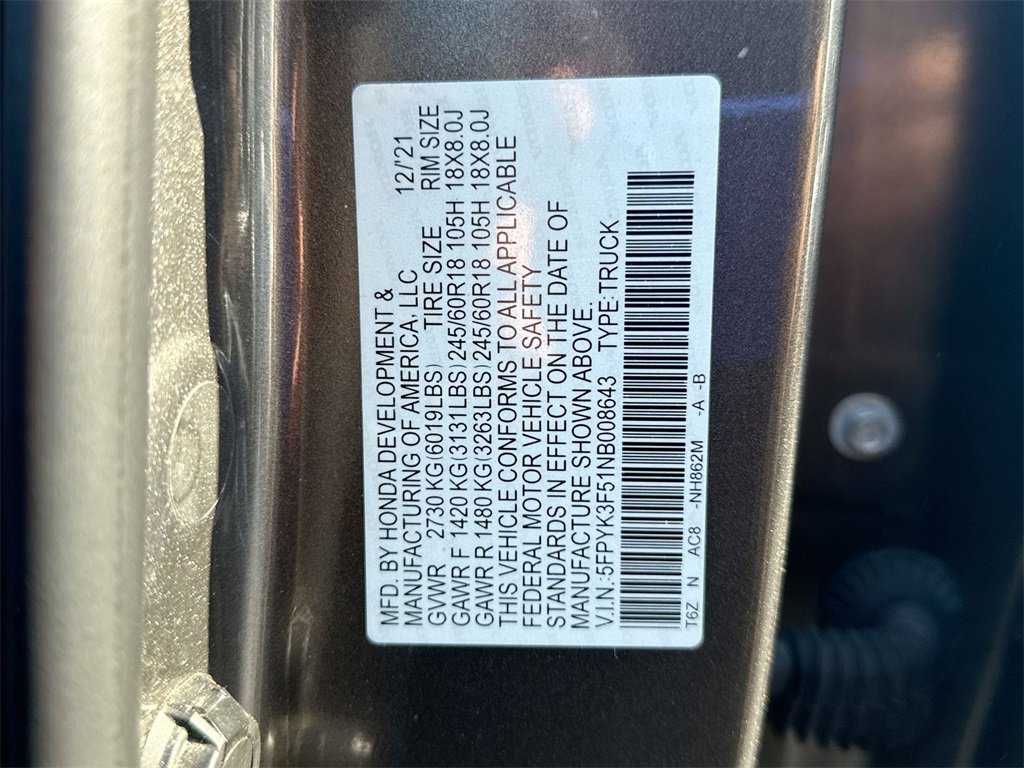 Used 2022 Honda Ridgeline RTL image 26