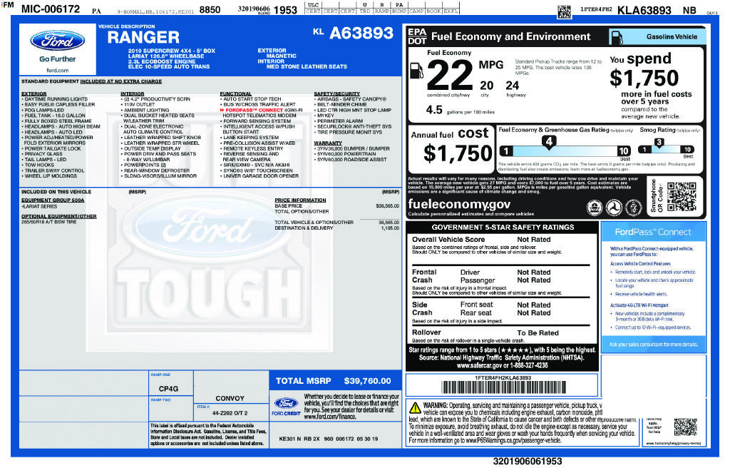 Used 2019 Ford Ranger Lariat AWD/4WD image 25