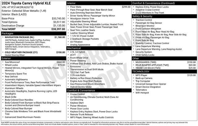 Used 2024 Toyota Camry XLE w/ Navigation Package FWD image 18