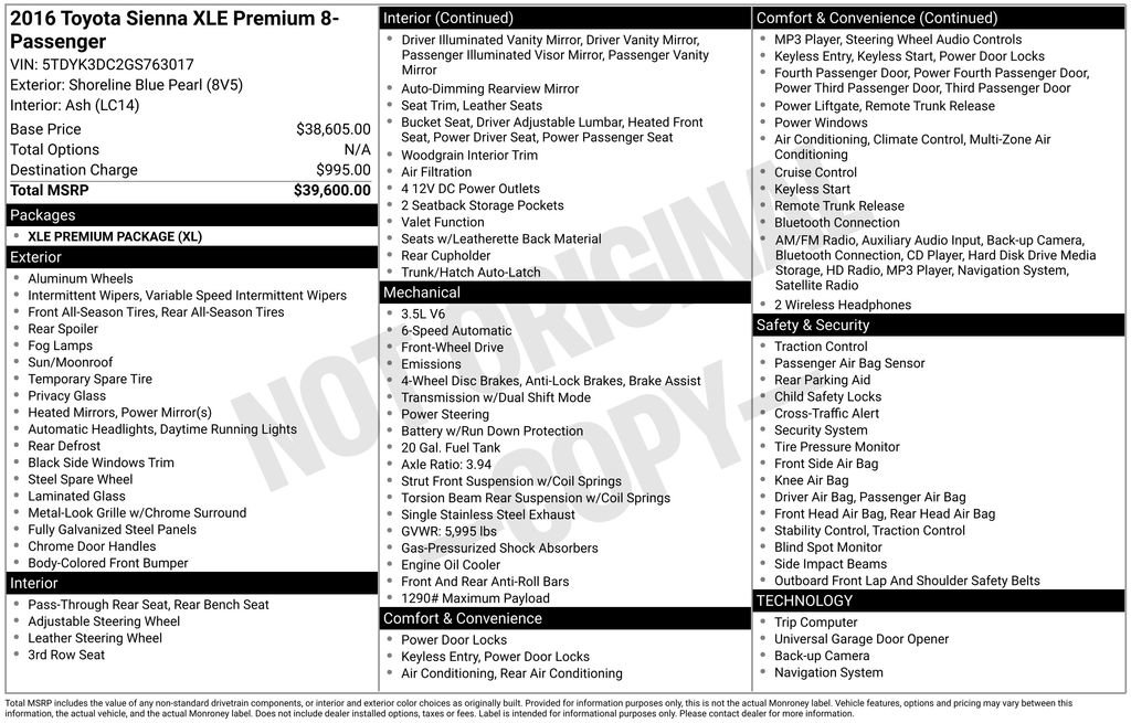 Used 2016 Toyota Sienna XLE Premium image 34