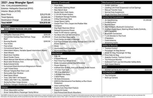 Used 2021 Jeep Wrangler Sport image 6