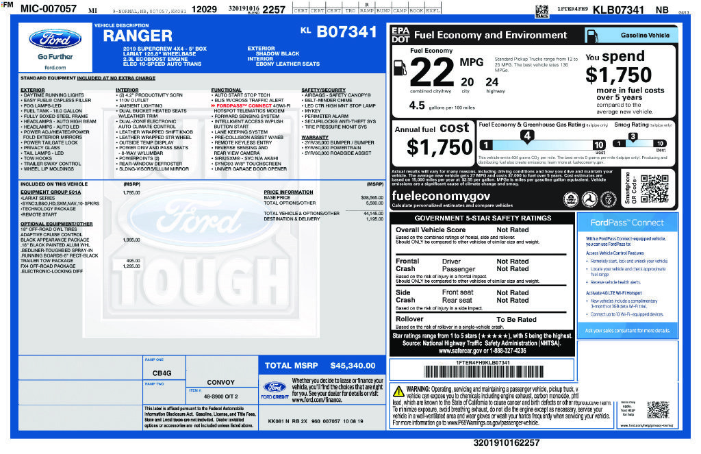 Used 2019 Ford Ranger Lariat w/ Black Appearance Package AWD/4WD image 11