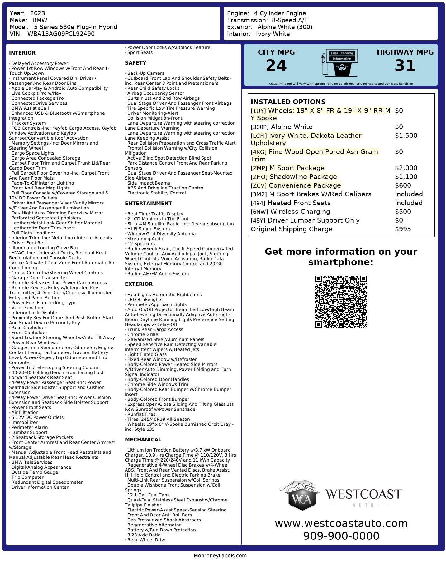 Used 2023 BMW 530e 530e w/ M Sport Package image 10