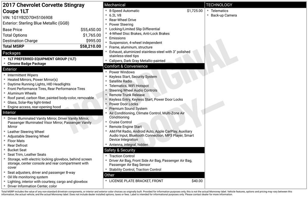 Used 2017 Chevrolet Corvette Stingray image 2