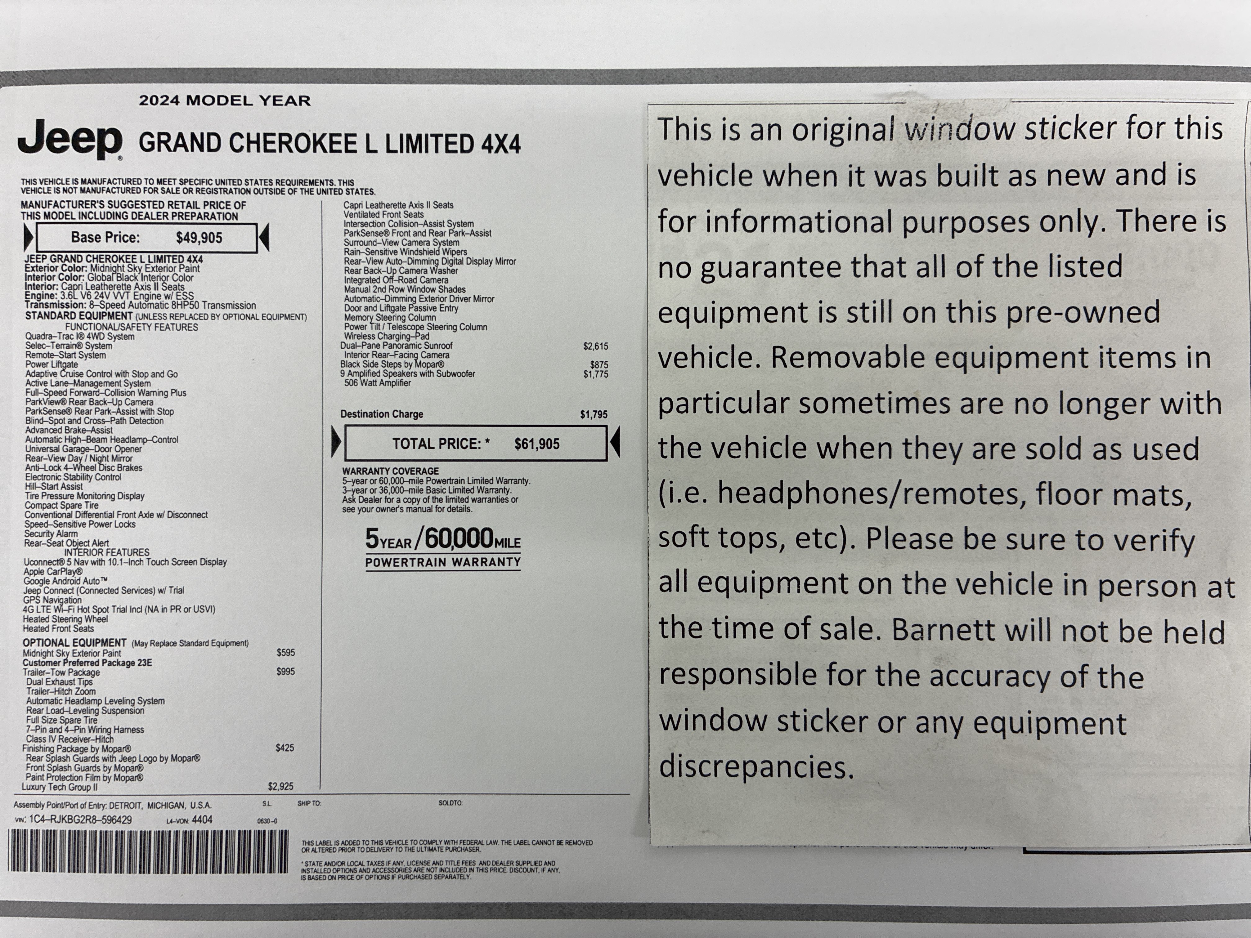 Certified 2024 Jeep Grand Cherokee L Limited w/ Luxury Tech Group II AWD/4WD image 2