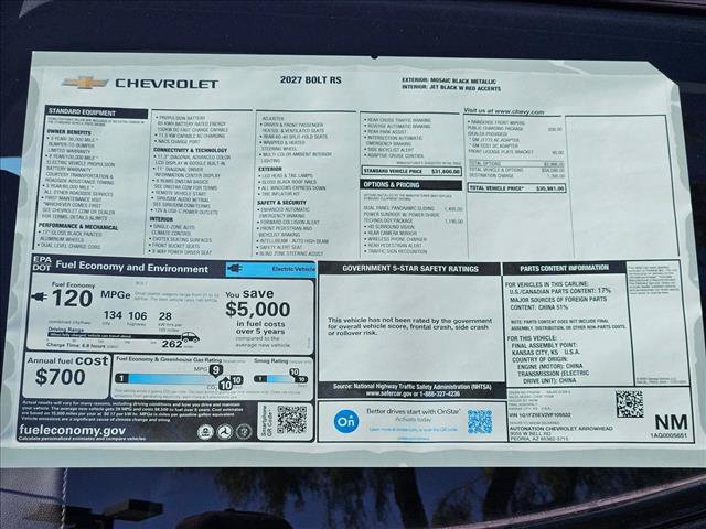 New 2027 Chevrolet Bolt RS w/ Technology Package FWD image 17
