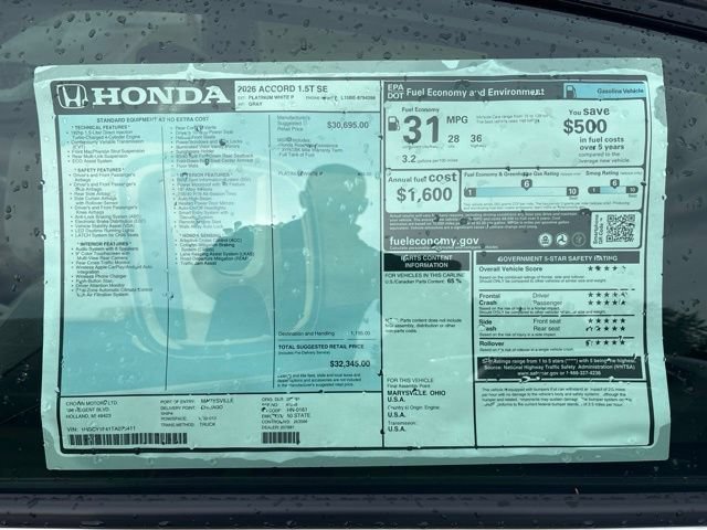 New 2026 Honda Accord SE image 6