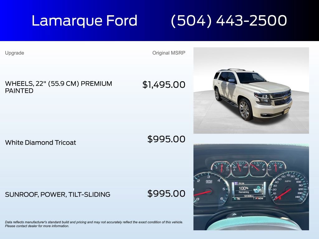 Used 2015 Chevrolet Tahoe LTZ w/ Max Trailering Package RWD image 2