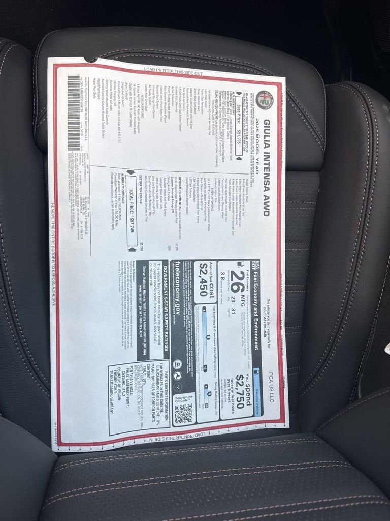 New 2025 Alfa Romeo Giulia AWD w/ Driving Assist Package image 25