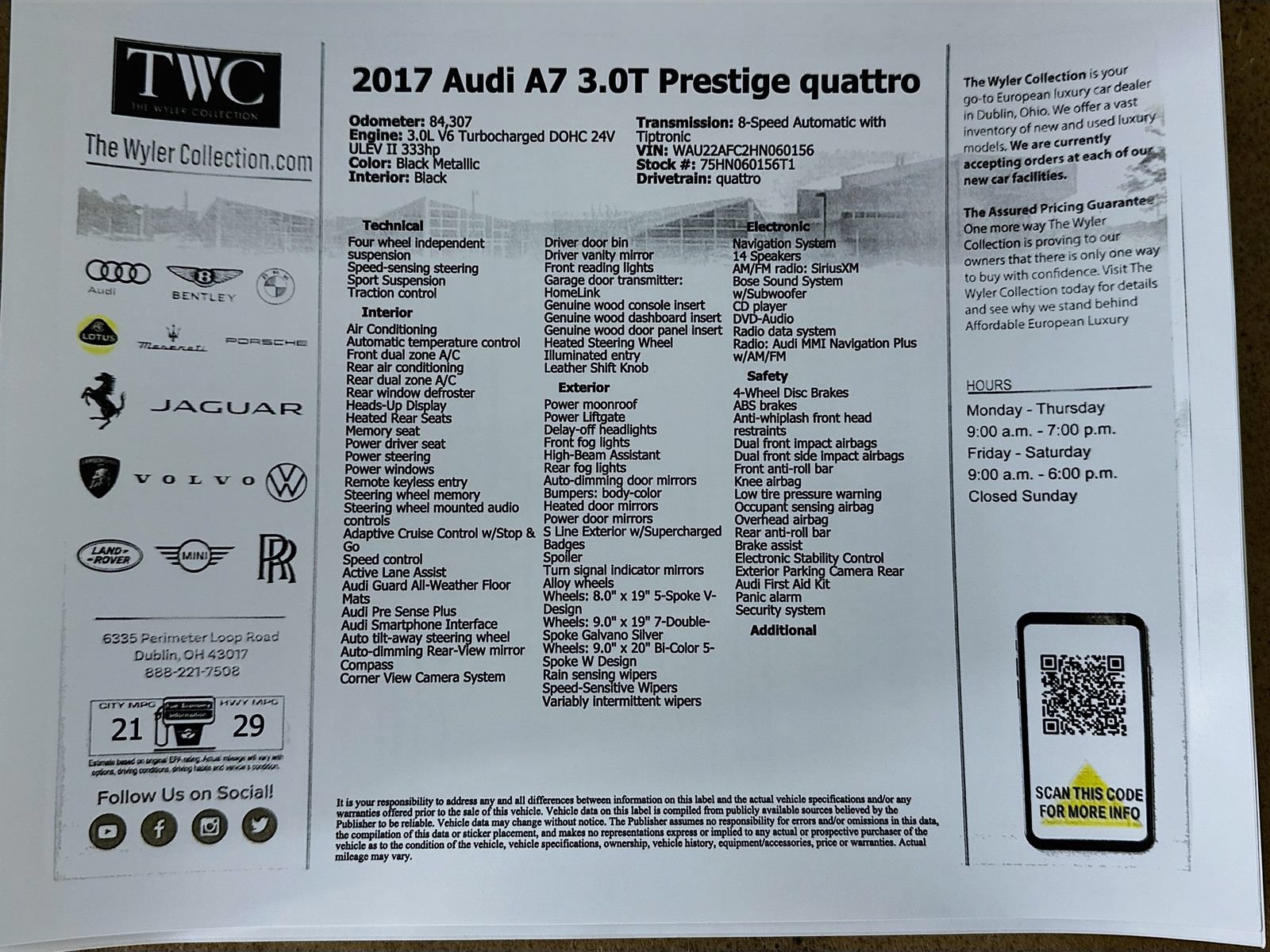 Used 2017 Audi A7 3.0T Prestige w/ Prestige Package AWD/4WD image 47