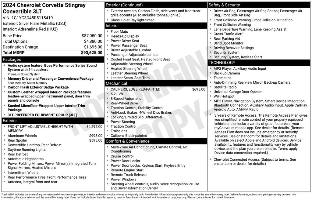 Used 2024 Chevrolet Corvette Stingray Premium Conv w/ 3LT RWD image 23