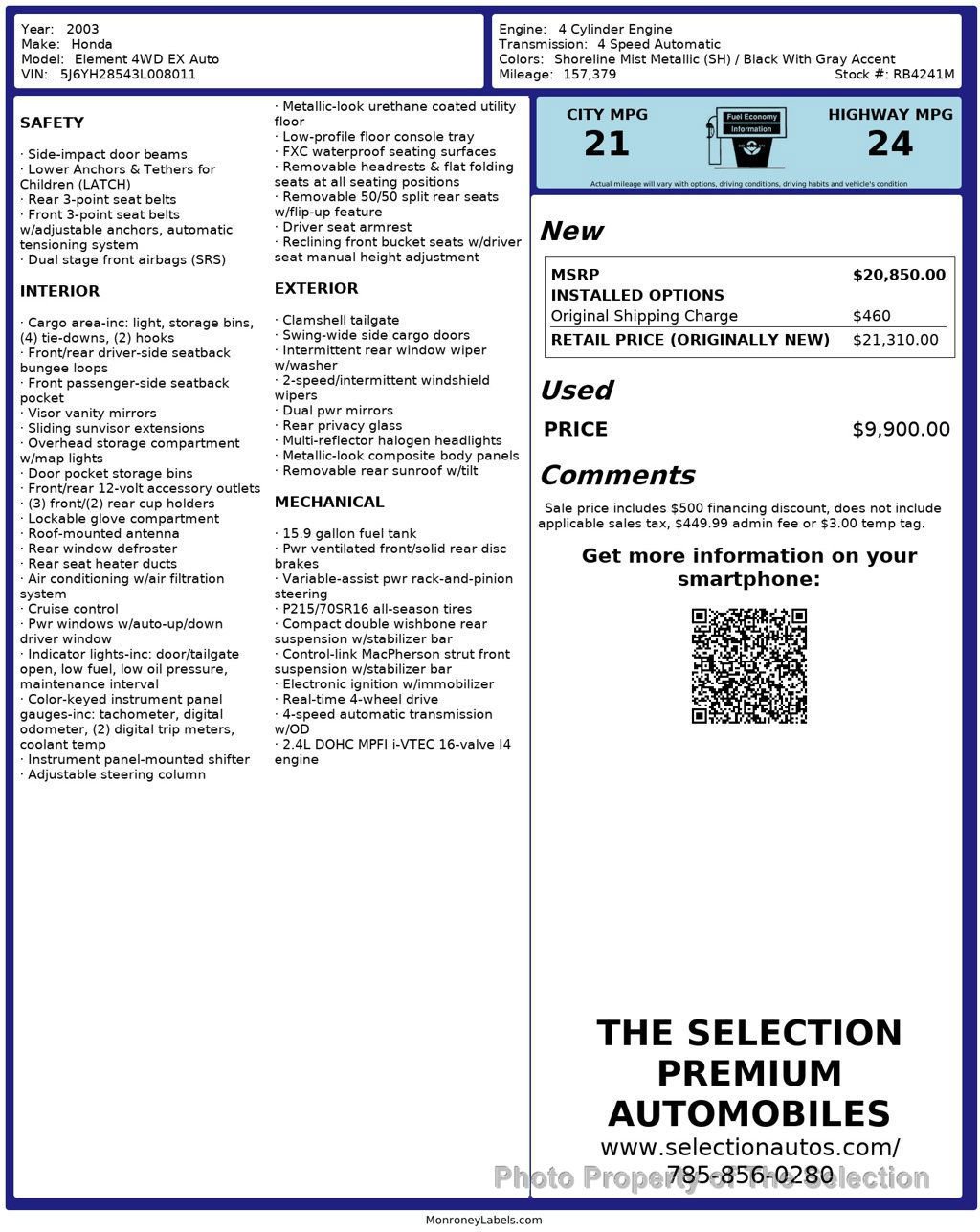 Used 2003 Honda Element EX image 3