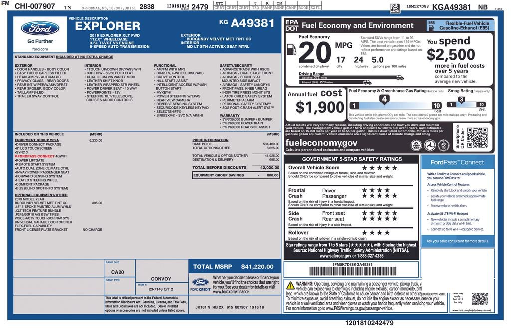 Used 2019 Ford Explorer XLT w/ Equipment Group 202A image 57