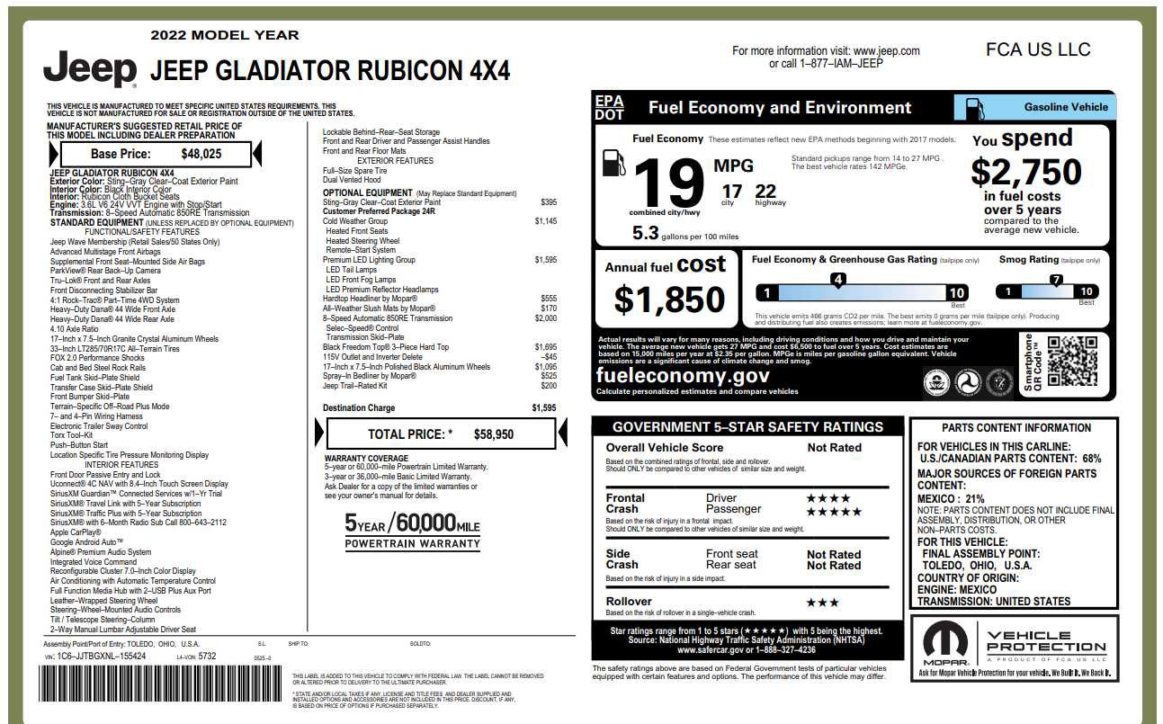 Used 2022 Jeep Gladiator Rubicon w/ LED Lighting Group AWD/4WD image 1