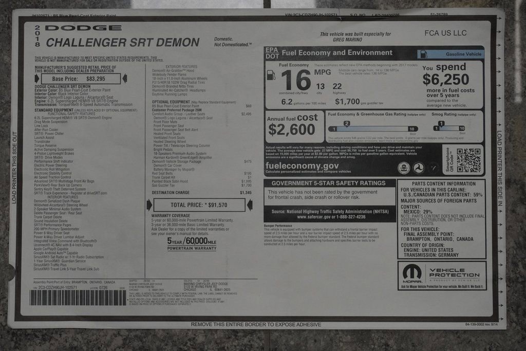 Used 2018 Dodge Challenger SRT Demon image 3