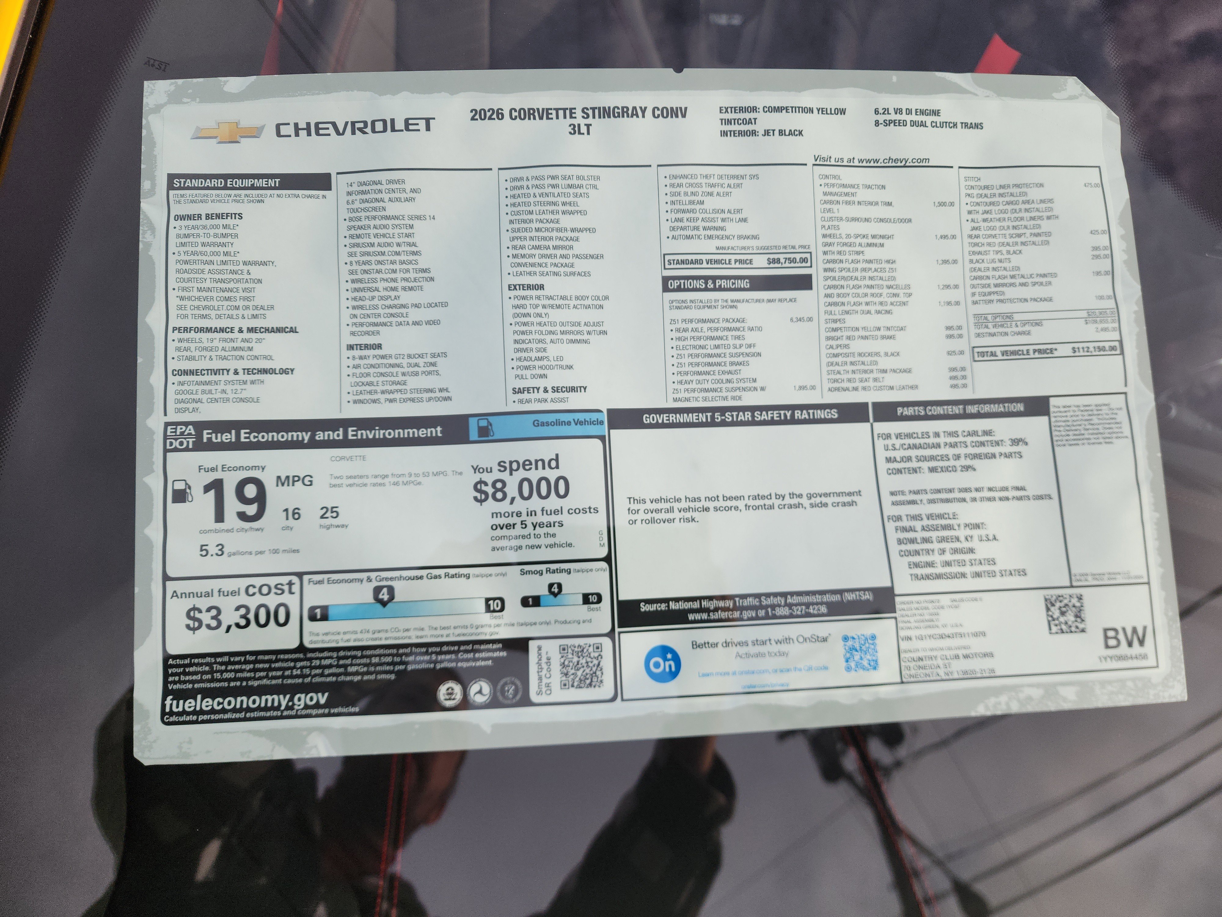 New 2026 Chevrolet Corvette Stingray Premium Conv w/ Z51 Performance Package image 23