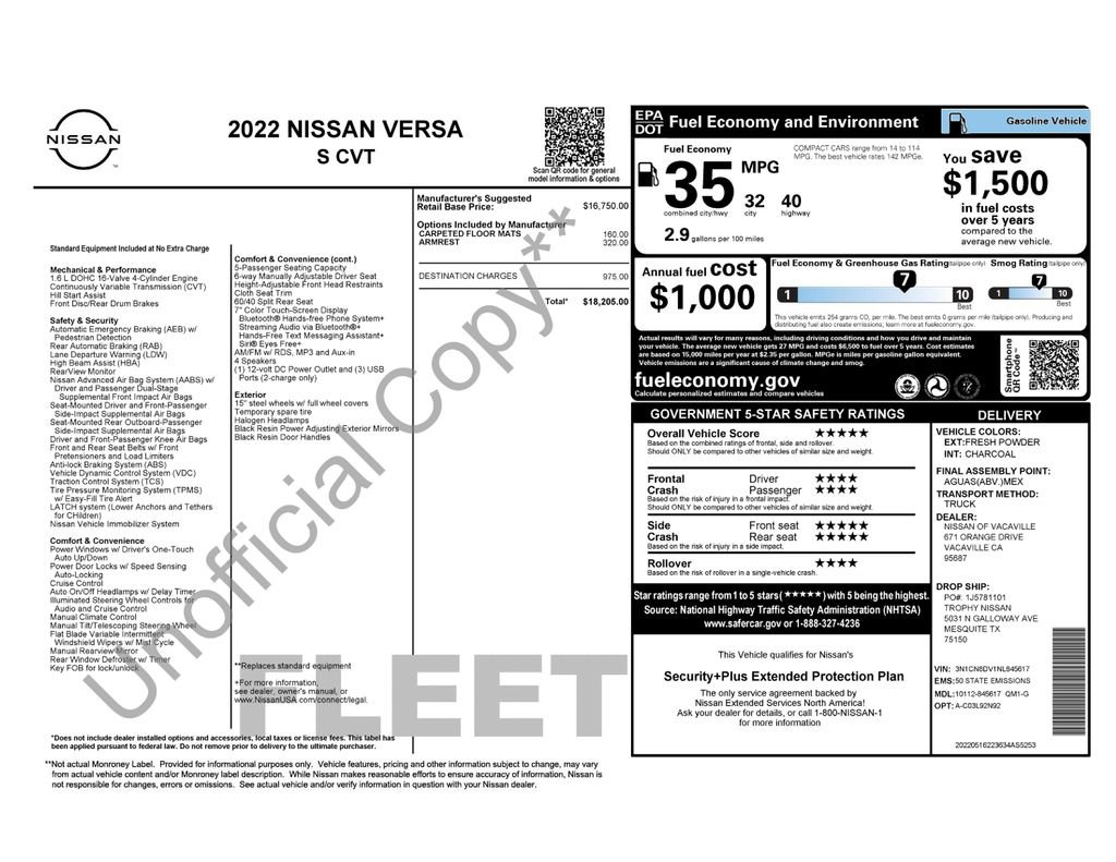 Used 2022 Nissan Versa S FWD image 13