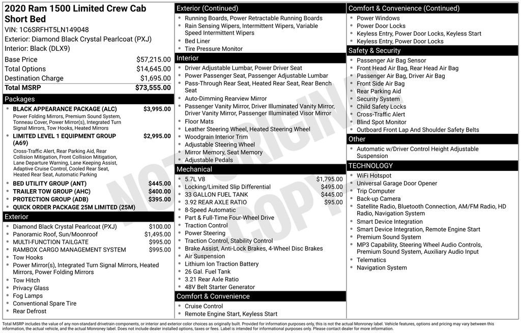 Used 2020 RAM 1500 Limited w/ Black Appearance Package AWD/4WD image 5