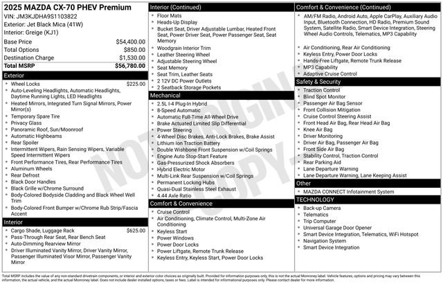 Used 2025 MAZDA CX-70 Plug-In Hybrid w/ Premium Pkg image 36