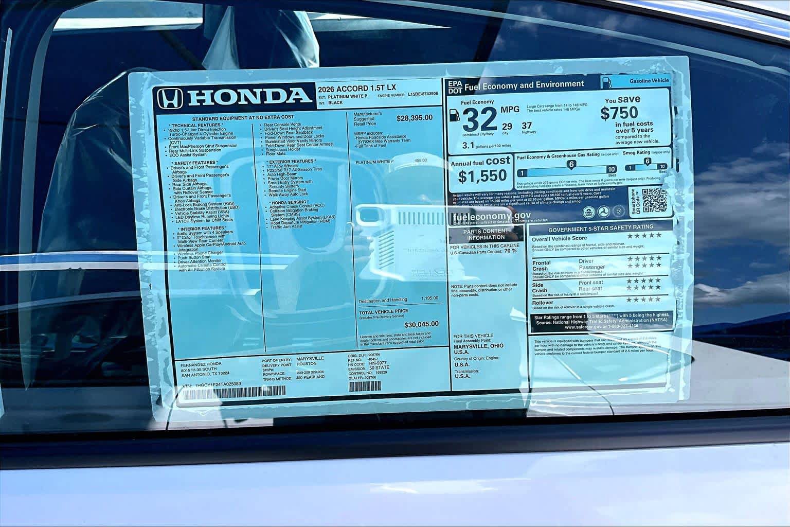 New 2026 Honda Accord LX image 18