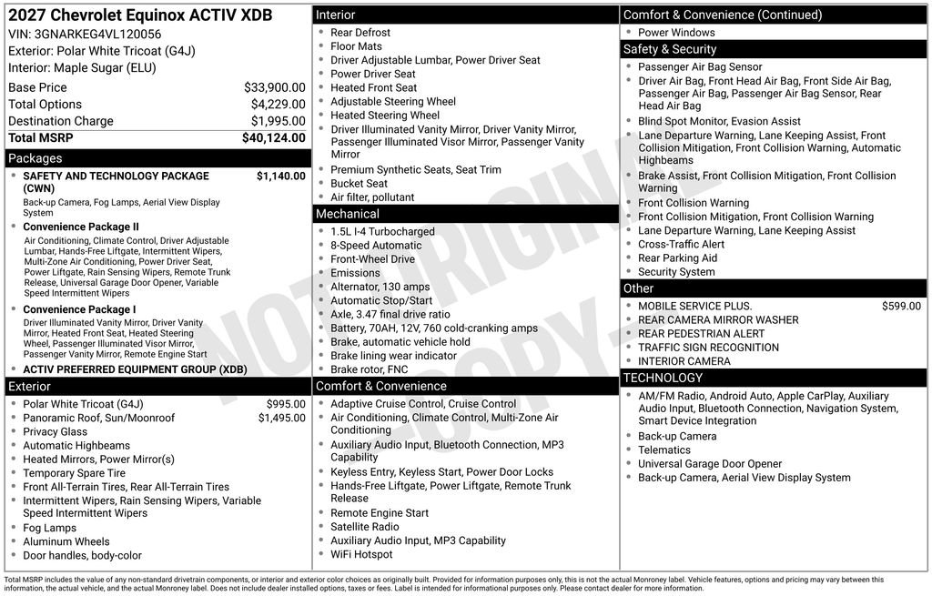 New 2027 Chevrolet Equinox ACTIV w/ Safety and Technology Package FWD image 4