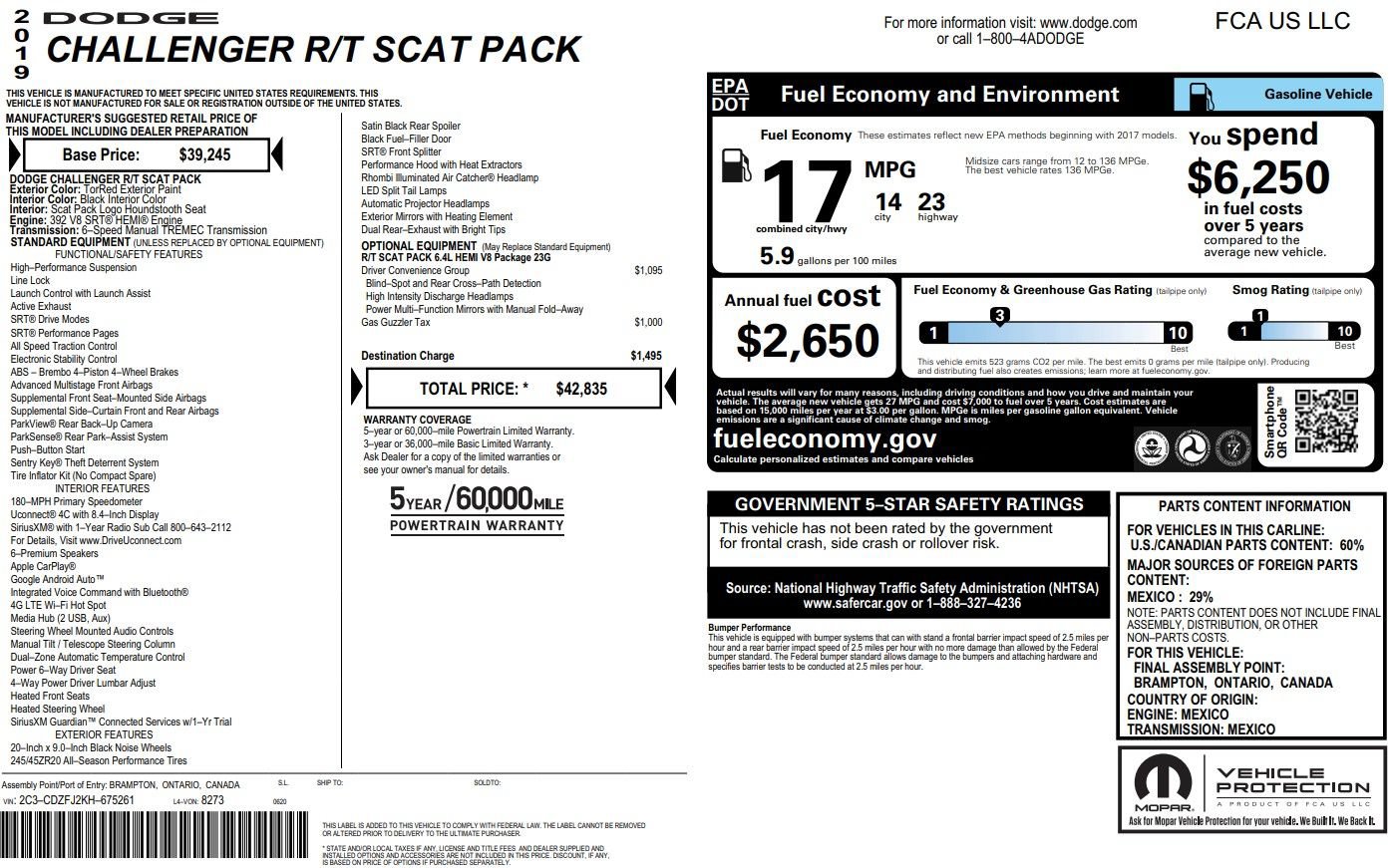 Used 2019 Dodge Challenger R/T Scat Pack w/ Driver Convenience Group RWD image 37