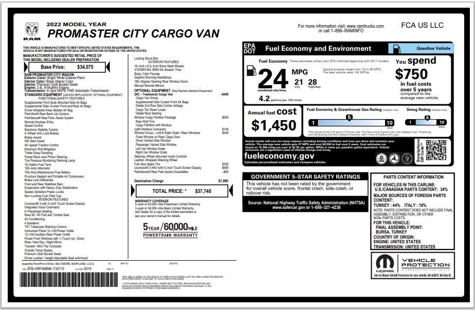 Used 2022 RAM ProMaster City Tradesman FWD image 2