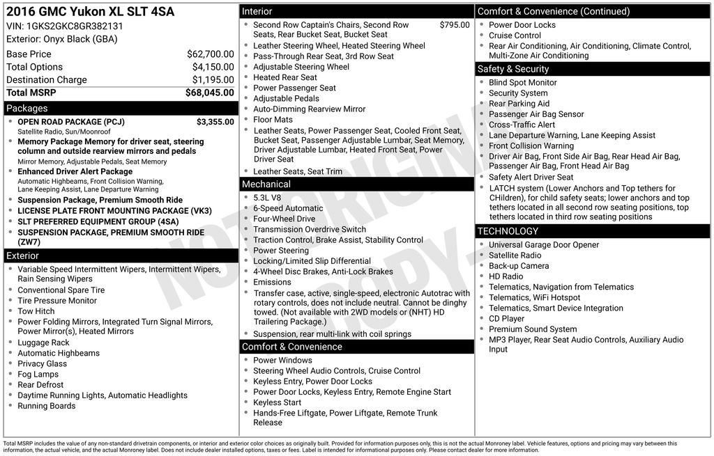 Used 2016 GMC Yukon XL SLT w/ Open Road Package AWD/4WD image 38